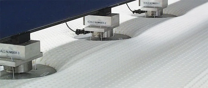 Een duurzaamheidstest waarbij gewichten een matras herhaald belasten